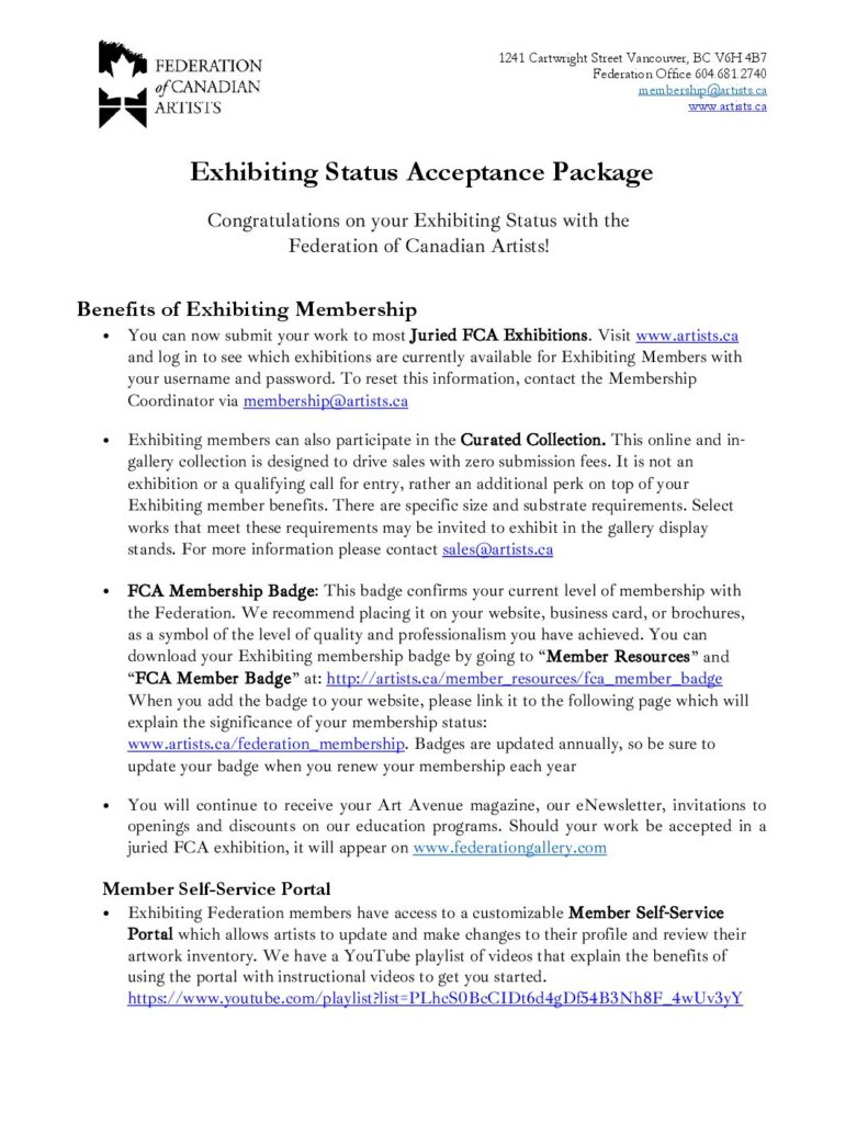 Exhibiting Status intake, September 2026