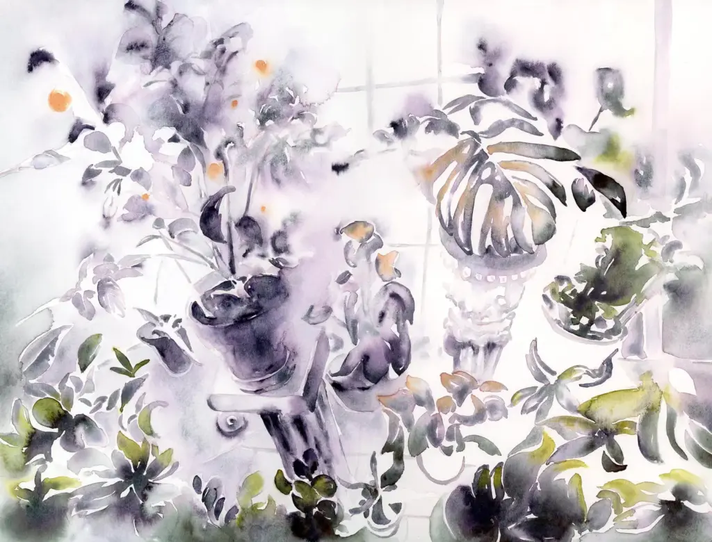 The Art of Chaos, watercolour over coloured pencil on cotton paper, by Milena Guberinic